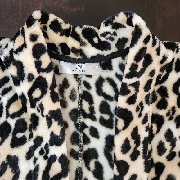Natori Plush Leopard Print Open Front Cardigan Robe Size Small - Picture 2 of 4